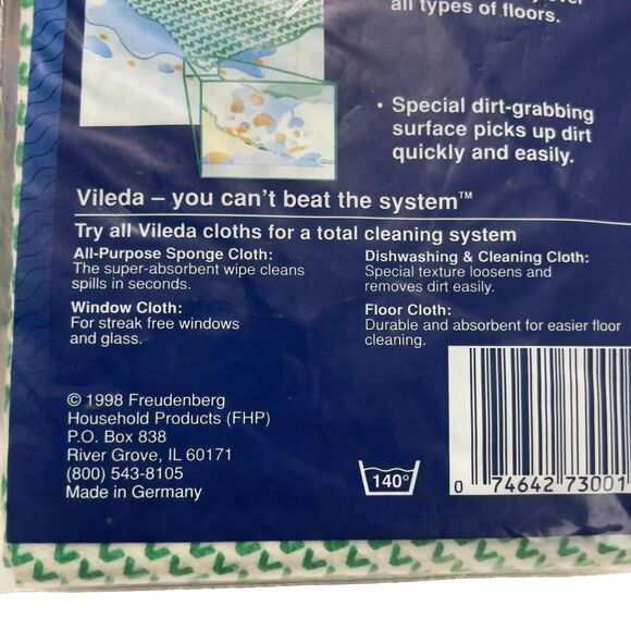 Vintage 1998 Vileda Roll-O-Matic Floor Cloths Machine Washable Germany Lot of 9 - Picture 6 of 7